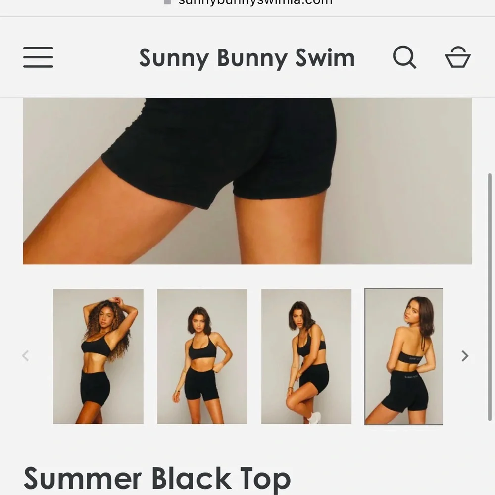 SUNNY BUNNY SWIM Summer Black Top adjustable tie removable pads NEW M - Picture 5 of 11